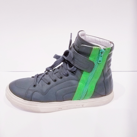 Pierre Hardy Trainer Green Leather HighTop  Sz 11 - Picture 4 of 8